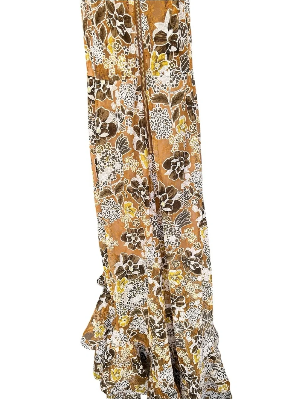 Bronx and Banco Sicilia floral Ruffle Dress in brown gold white Multi S - Picture 9 of 11